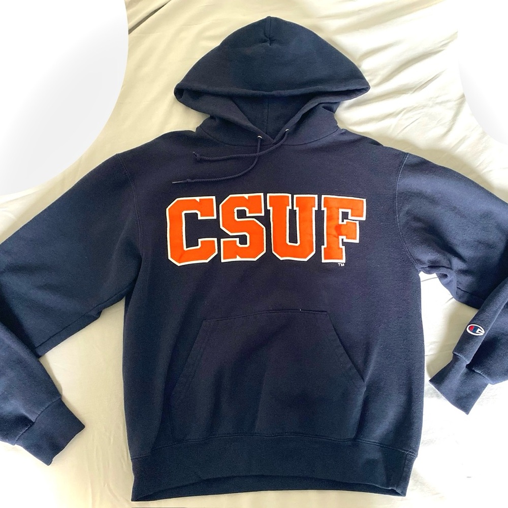 Champion Black Hoodie with Orange CSUF Design